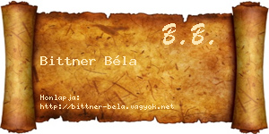 Bittner Béla névjegykártya